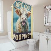 ウンコしてるのか？牛おもしろい術ハイランド牛 シャワーカーテン (インサイチュ)