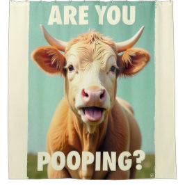 ウンコしてるのか?牛おもしろい術ハイランド牛 シャワーカーテン