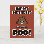 ウンチおもしろい絵文字子供の誕生日パーティー カード (黄色い花)