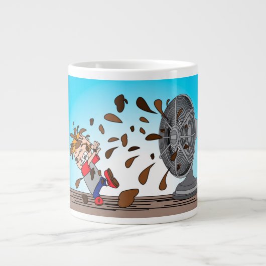 ウンチが扇風機に当たった ジャンボコーヒーマグカップ (正面)