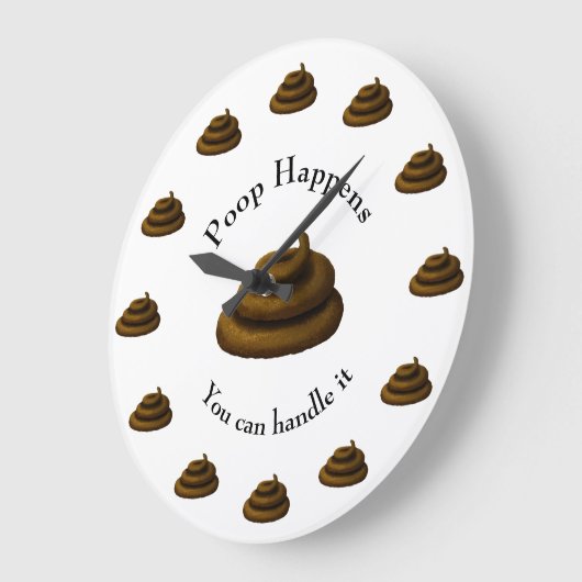 「ウンチが発生した場合に対処できる」カスタマイズ可能な文字 ラージ壁時計 (傾斜)