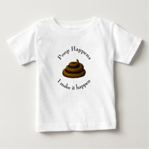 「ウンチが起こる..起こっちゃうよ」と不機嫌だ ベビーTシャツ