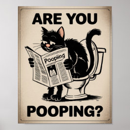 ウンチしてる?トイレの猫 面白いウォールアート ポスター