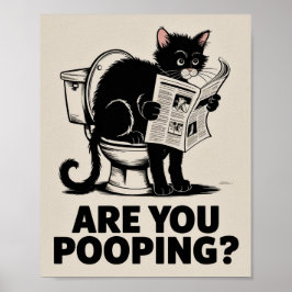 ウンチしてる?トイレの猫 面白いウォールアート ポスター