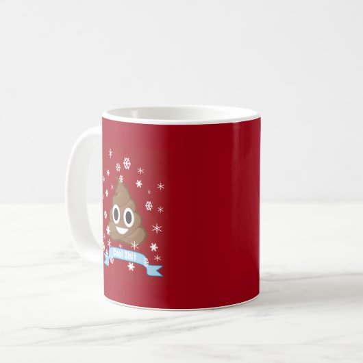 ウンチのEmojiのおもしろいなクリスマスのマグ コーヒーマグカップ (正面左)
