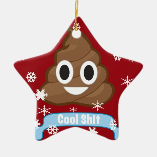 ウンチのEmojiのおもしろいなクリスマスオーナメント セラミックオーナメント (正面)