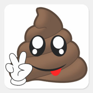 ウンチのEmojiのピースサイン手 スクエアシール