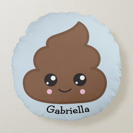 ウンチのEmojiの装飾的な円形の装飾用クッション ラウンドクッション (正面)