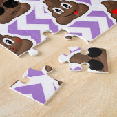 ウンチのEmojisの紫色のパターン(の模様が)あるなパズル ジグソーパズル (側面)