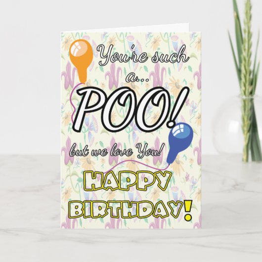 ウンチバルーンケーキおもしろい子供の誕生日 カード (正面)