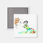 ウンチレンガ | Sun Thumbs Up to Man Pooping Bricks マグネット (正面/裏面)