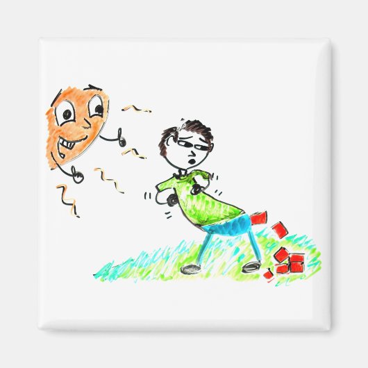 ウンチレンガ | Sun Thumbs Up to Man Pooping Bricks マグネット (正面)