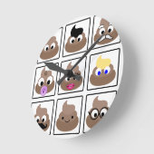 ウンチ多くの顔 ラウンド壁時計 (傾斜)