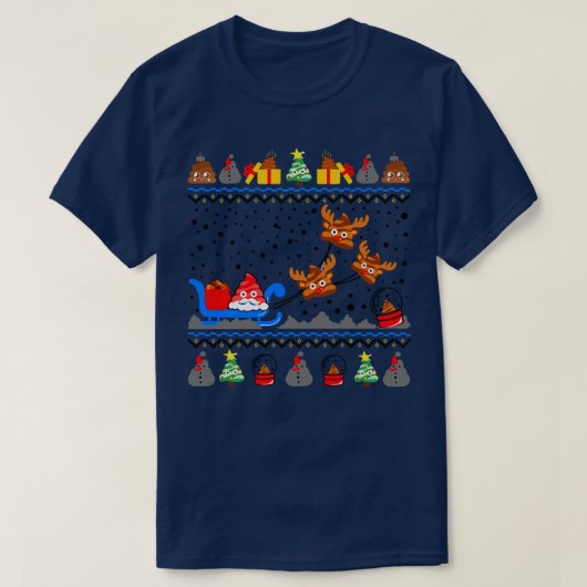 ウンチ絵文字おもしろいクリスマスセーター Tシャツ (デザイン正面)