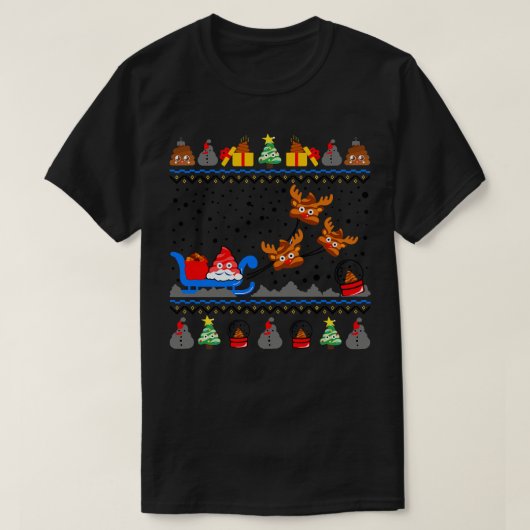 ウンチ絵文字おもしろいクリスマスセーター Tシャツ (デザイン正面)