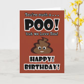 ウンチ絵文字おもしろい子供の誕生日パーティー カード (黄色い花)