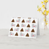 ウンチ絵文字とトイレティッシュペーパー カード (黄色い花)