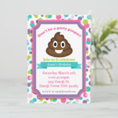 ウンチ絵文字ガール誕生日招待状 招待状 (スタンド正面)