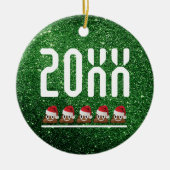 ウンチ絵文字サンタグリーングリッタークリスマス最低 セラミックオーナメント (正面)