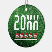 ウンチ絵文字サンタグリーングリッタークリスマス最低 セラミックオーナメント (左)