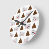 ウンチ絵文字トイレティッシュペーパー ラウンド壁時計 (傾斜)