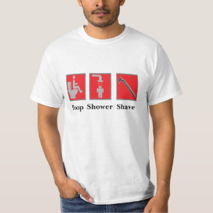 ウンチ、シャワー、髭そりのワイシャツ Tシャツ