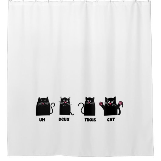 ウンデウトリス猫パおもしろいンピンクの爪ヒゲ シャワーカーテン (正面)