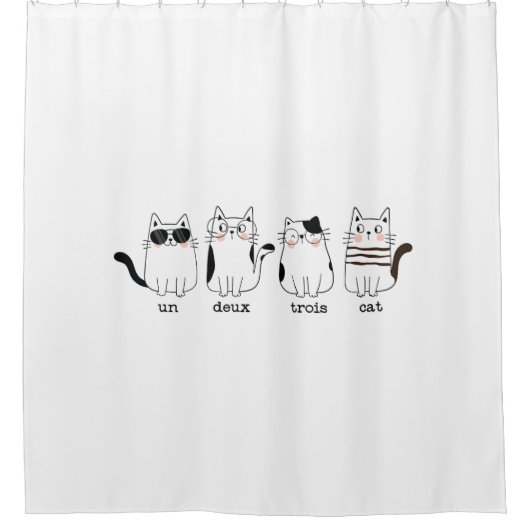 ウンドゥトリス猫4眼鏡パおもしろいンフランスの。 シャワーカーテン (正面)