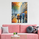 ウンブのある湿った通りの人々の歩く キャンバスプリント (インサイチュ (リビング))