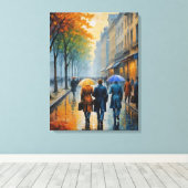 ウンブのある湿った通りの人々の歩く キャンバスプリント (インサイチュ (ウッドフロア))