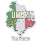 ウンブリアイタリアレトロ地域マップヴィンテージ土産 シール (正面)