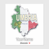 ウンブリアイタリアレトロ地域マップヴィンテージ土産 シール (シート)