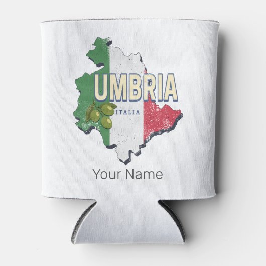ウンブリアイタリアレトロ地域マップヴィンテージ土産 缶クーラー (正面)