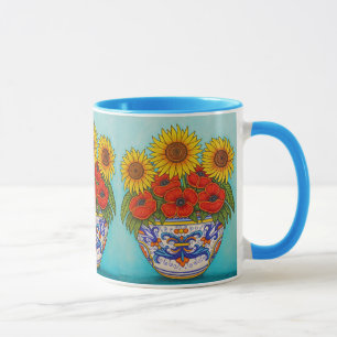 ウンブリアブーケポピーひまわりコーヒーマグ マグカップ