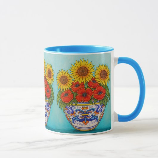 ウンブリアブーケポピーひまわりコーヒーマグ マグカップ (右)