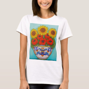 ウンブリアブーケポピーひまわりTシャツ Tシャツ