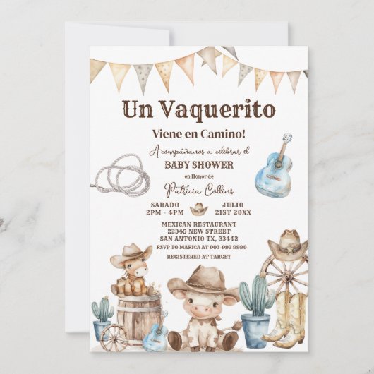 ウンヴァケリトヴィエネアンカミノベビースペインのシャワー 招待状 (正面)