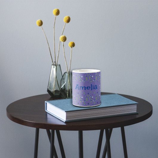 ウーсテブルーベリーの水の色のパターン名periwinkle コーヒーマグカップ