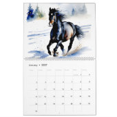 ウーズの水色の馬の馬好きギフト2024 カレンダー (1月 2027)