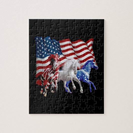 ウーズアメリカ国旗の馬 ジグソーパズル (縦)