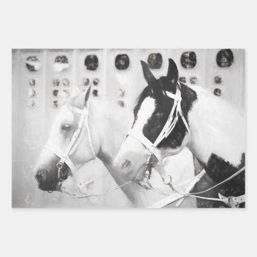 ウーズカント素朴リーブラックアンドホワイトウエスタン ラッピングペーパーシート (正面2)