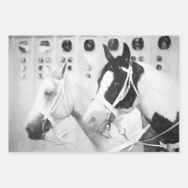 ウーズカント素朴リーブラックアンドホワイトウエスタン ラッピングペーパーシート