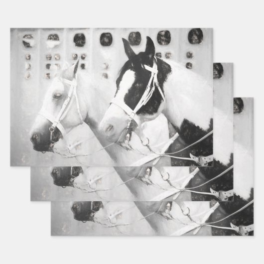 ウーズカント素朴リーブラックアンドホワイトウエスタン ラッピングペーパーシート (セット)