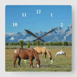 ウーズテトンマウンテンランドスケープ写真 スクエア壁時計