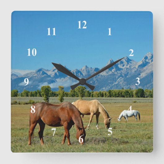 ウーズテトンマウンテンランドスケープ写真 スクエア壁時計 (正面)