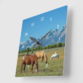 ウーズテトンマウンテンランドスケープ写真 スクエア壁時計 (傾斜)