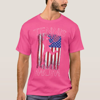 ウーテニママおもしろい愛国的なアメリカ国旗のテニス Tシャツ