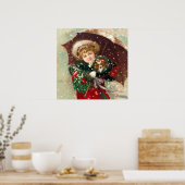 ウードハンフリーのウィンターガールと犬 ポスター (キッチン)