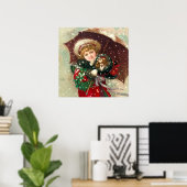 ウードハンフリーのウィンターガールと犬 ポスター (ホームオフィス)