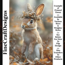 ウードランドのウサギ、花、果実CF8デコパージュ